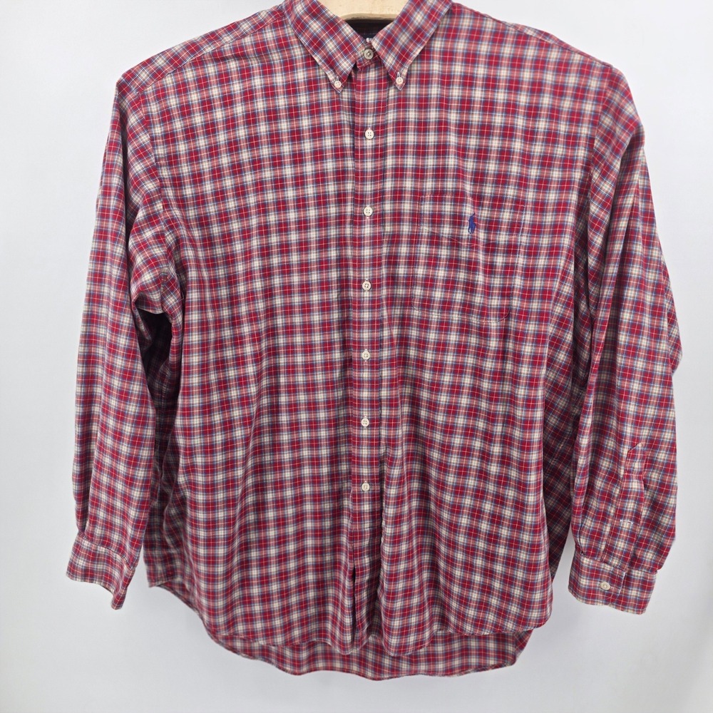 Ralph Lauren Button Down Mens XXL Heritage Plaid Cotton Blake Red Casual Vintage - Picture 2 of 9